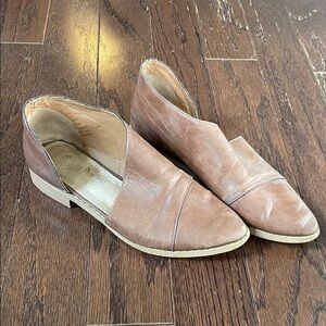 Brown Leather Slip-On Ankle Boots